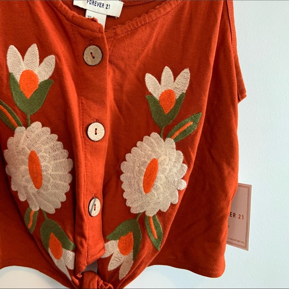 NEW Beautiful Orange Tank with Wooden Buttons - Picture 2 of 3